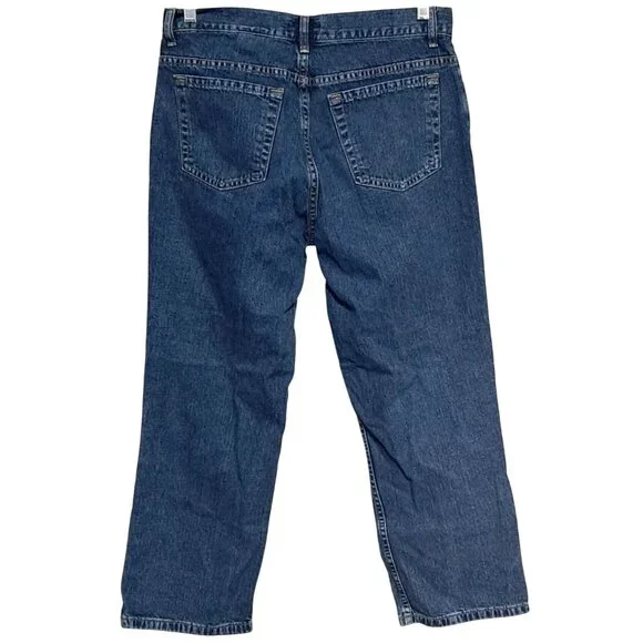 Eddie Bauer Cropped Jeans Womens Size 12 High Rise Waisted Mom Blue Denim - Picture 8 of 12